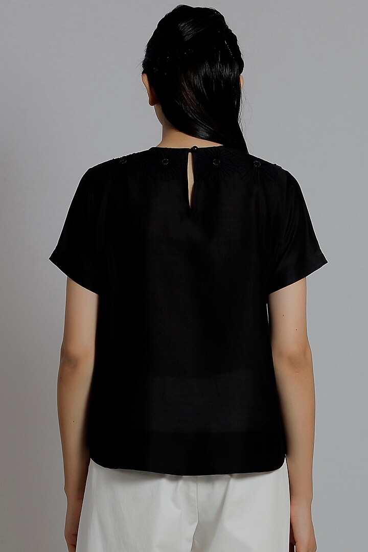 Black Thread Embroidered T-Shirt by DHI at Pernia's Pop Up Shop