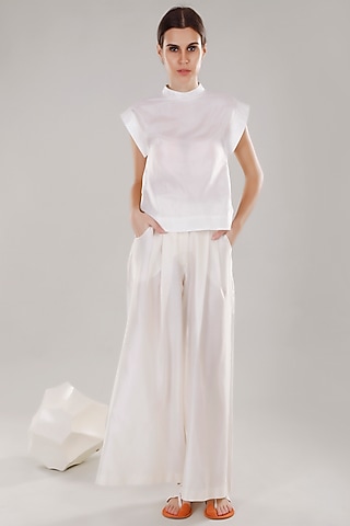 Ivory Asymmetrical T-Shirt by DHI