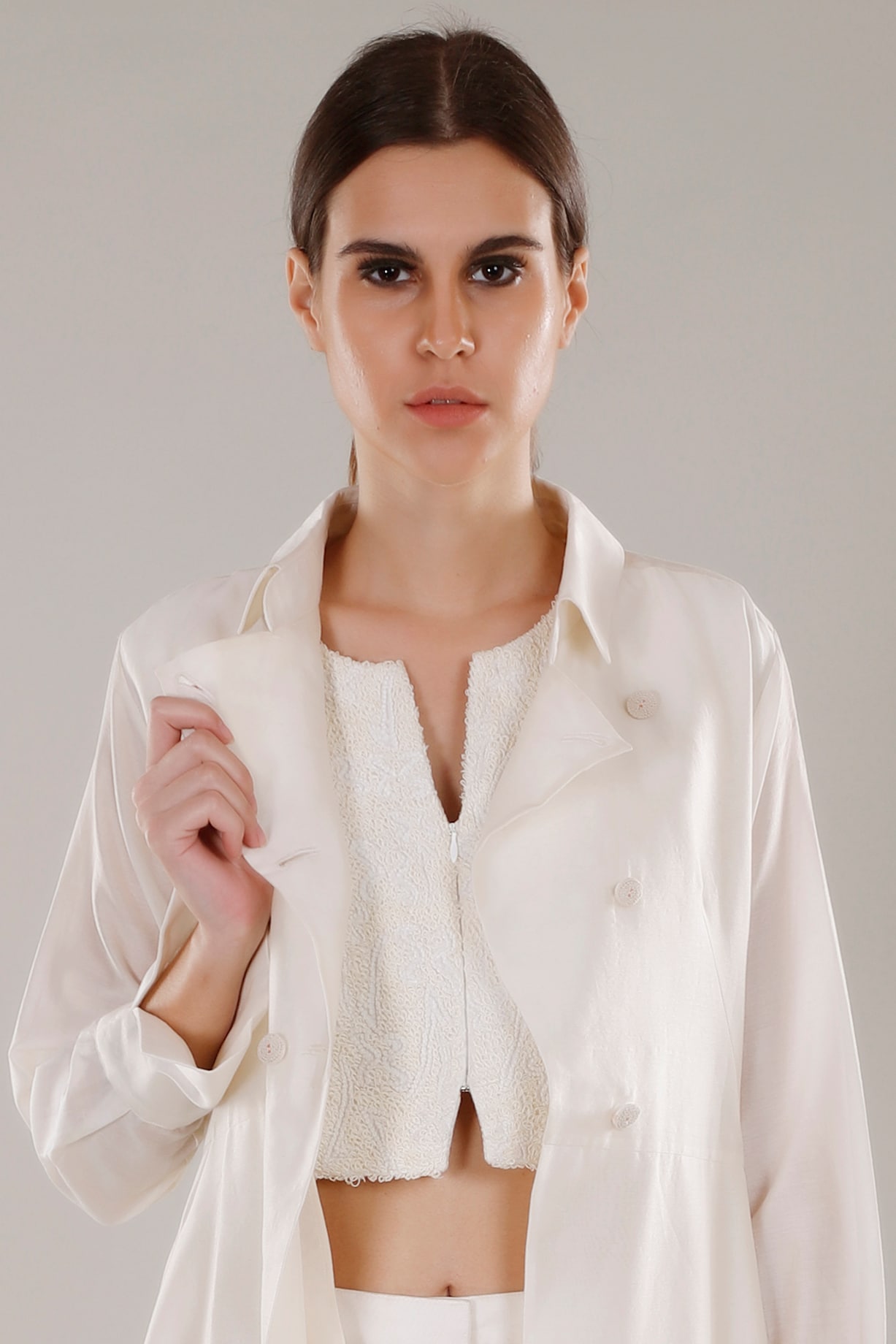 Ivory Thread Embroidered Crop Top Design by DHI at Pernia's Pop Up Shop ...