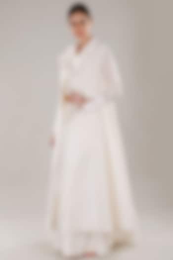 Ivory Flared Trench Coat by DHI at Pernia's Pop Up Shop