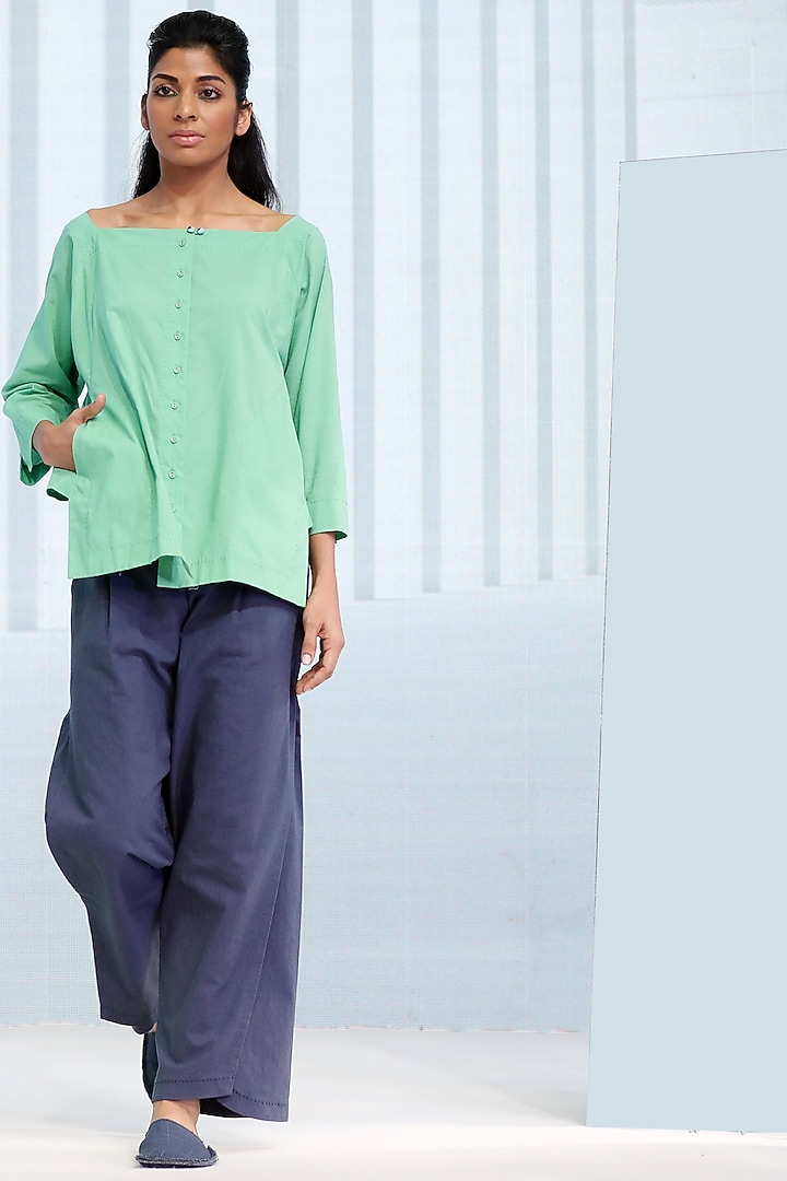 Navy Blue Khadi Pants by DHI at Pernia's Pop Up Shop