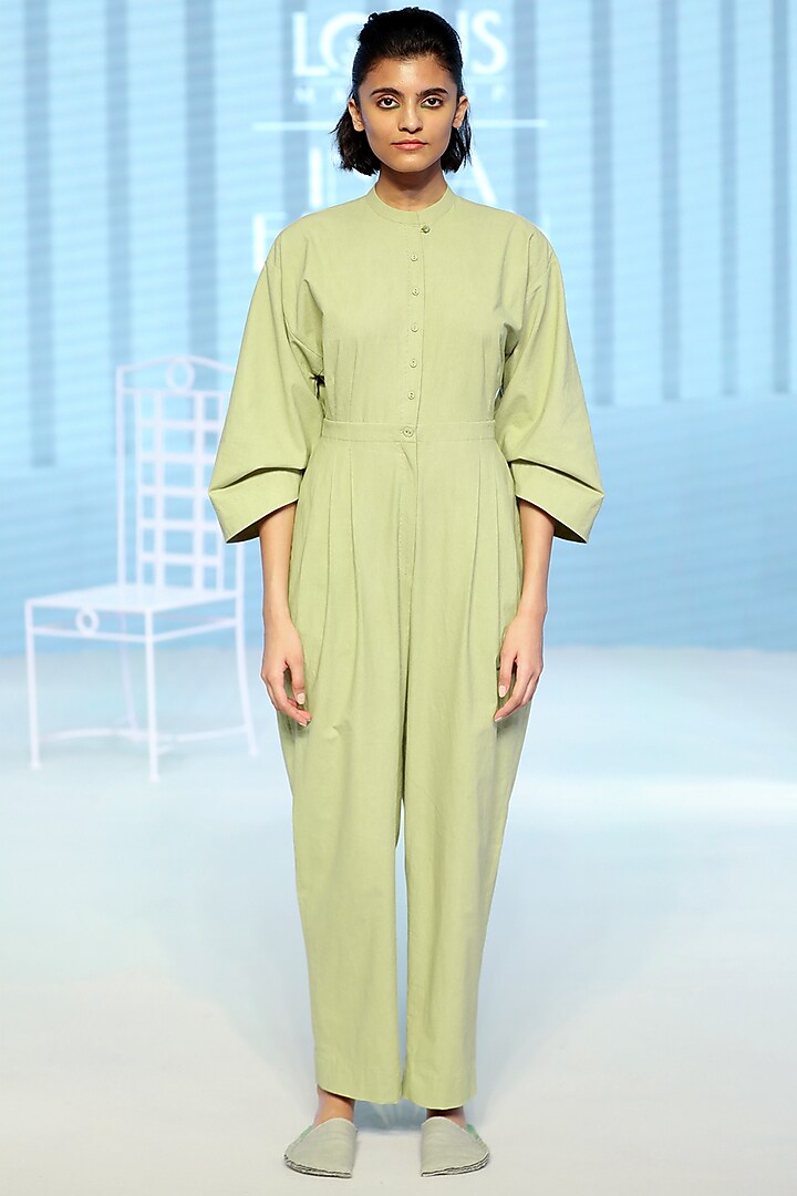 Spirulina Green Button Up Jumpsuit by DHI