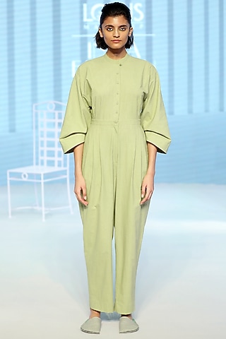 Spirulina Green Button Up Jumpsuit by DHI
