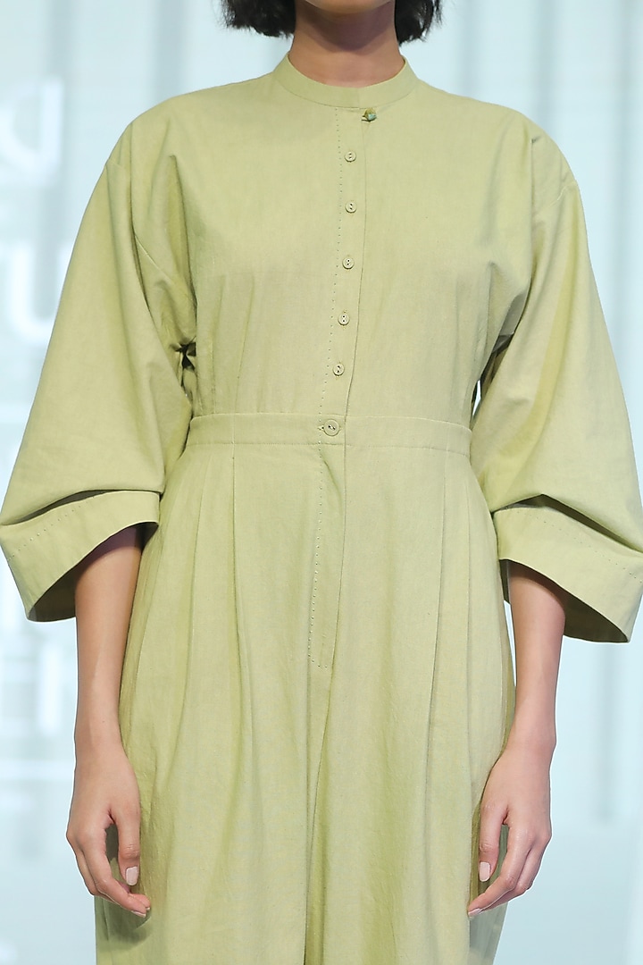 Spirulina Green Button Up Jumpsuit by DHI at Pernia's Pop Up Shop