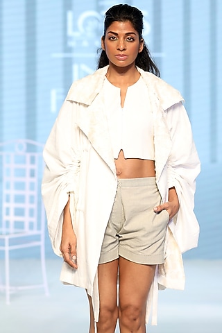 Silvered Green Khadi Shorts by DHI