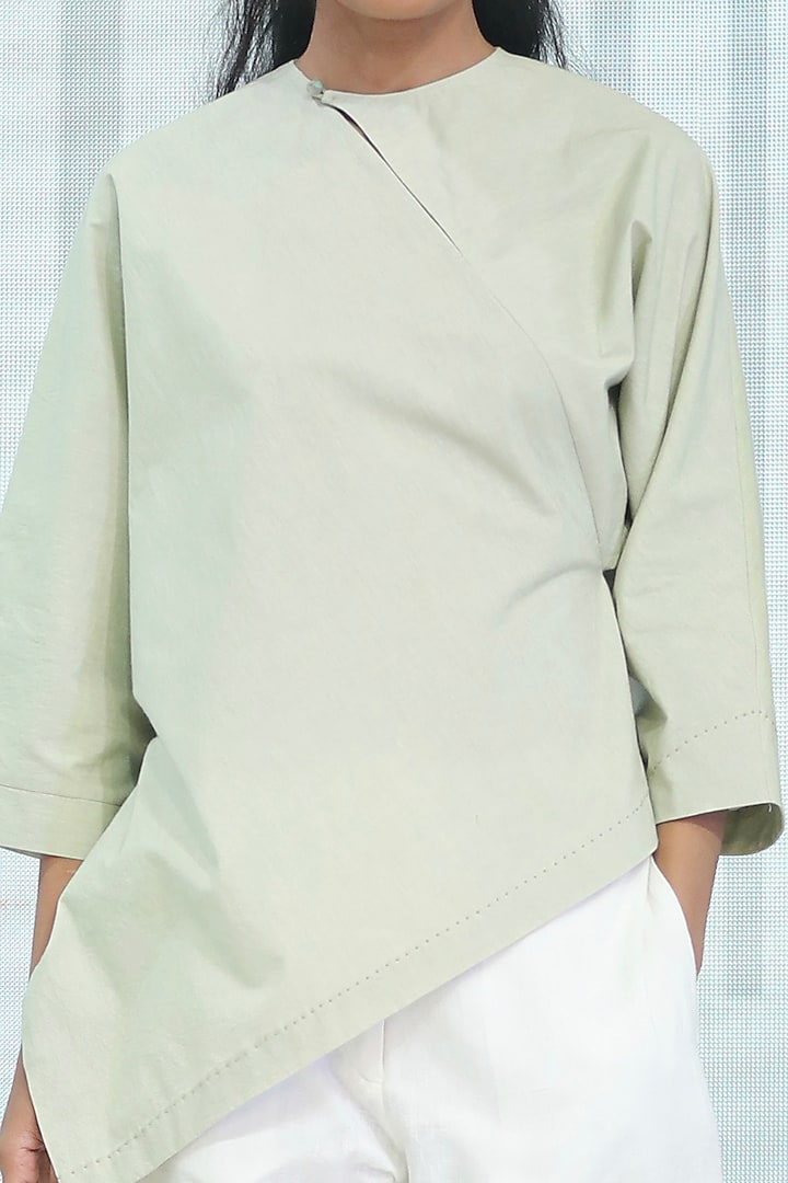 Silvered Green Asymmetrical Top by DHI at Pernia's Pop Up Shop