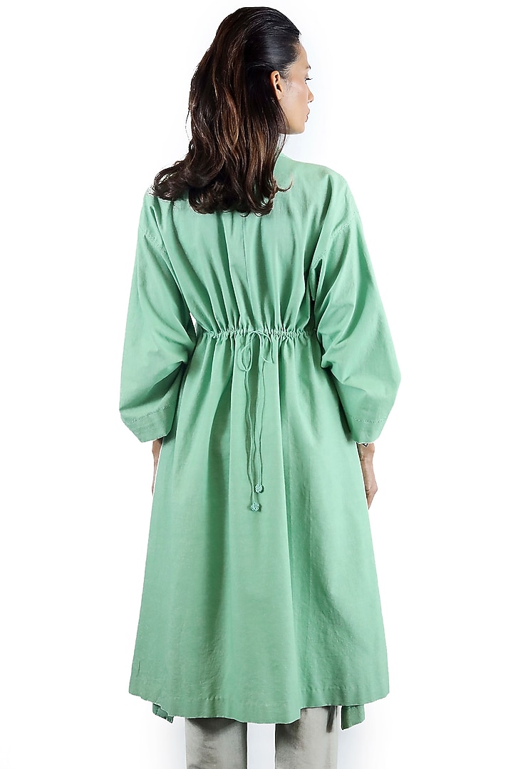 Green Khadi Shirt Tunic by DHI at Pernia's Pop Up Shop