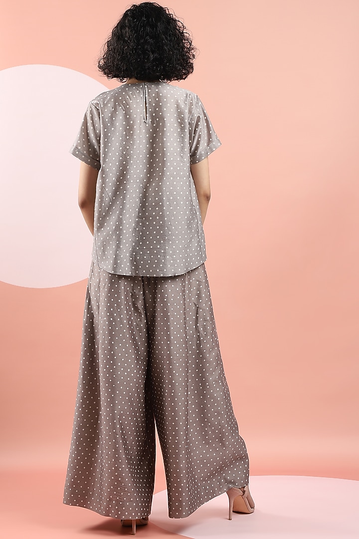 Taupe Hand Printed T-shirt by DHI at Pernia's Pop Up Shop