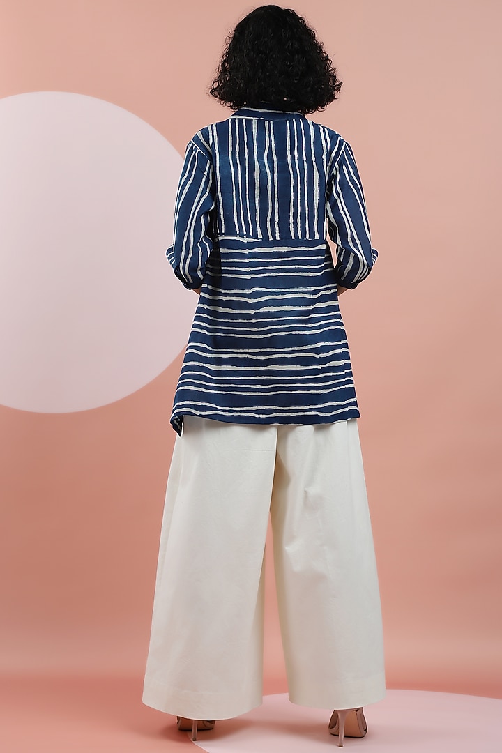 Indigo Hand Printed Shirt by DHI at Pernia's Pop Up Shop