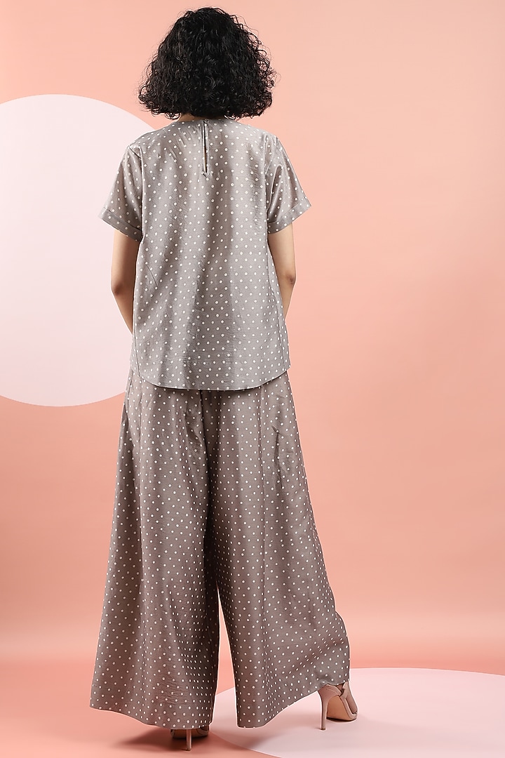 Taupe Hand Printed Pants by DHI at Pernia's Pop Up Shop