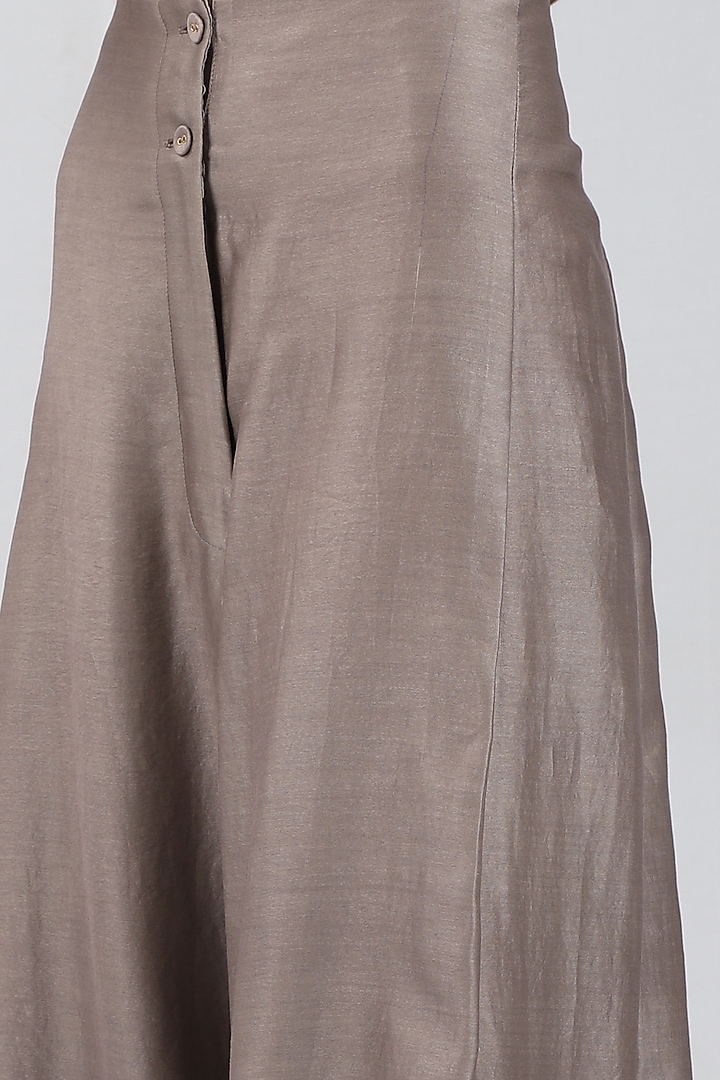 Taupe Chanderi High Waisted Pants by DHI at Pernia's Pop Up Shop