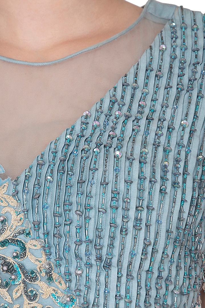 Baby Blue Embroidered Wedding Lehenga Set by NIKITA KANODIA GUPTA at Pernia's Pop Up Shop