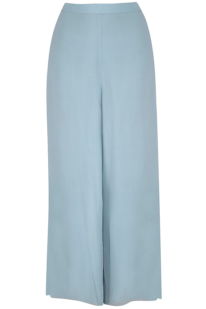 Baby Blue Embroidered Cutout Tunic With Palazzo Pants by NIKITA KANODIA GUPTA at Pernia's Pop Up Shop