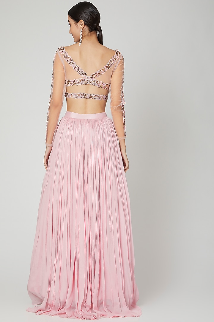 Mauve Embroidered Wedding Lehenga With Blouse by Nitika Kanodia Gupta at Pernia's Pop Up Shop