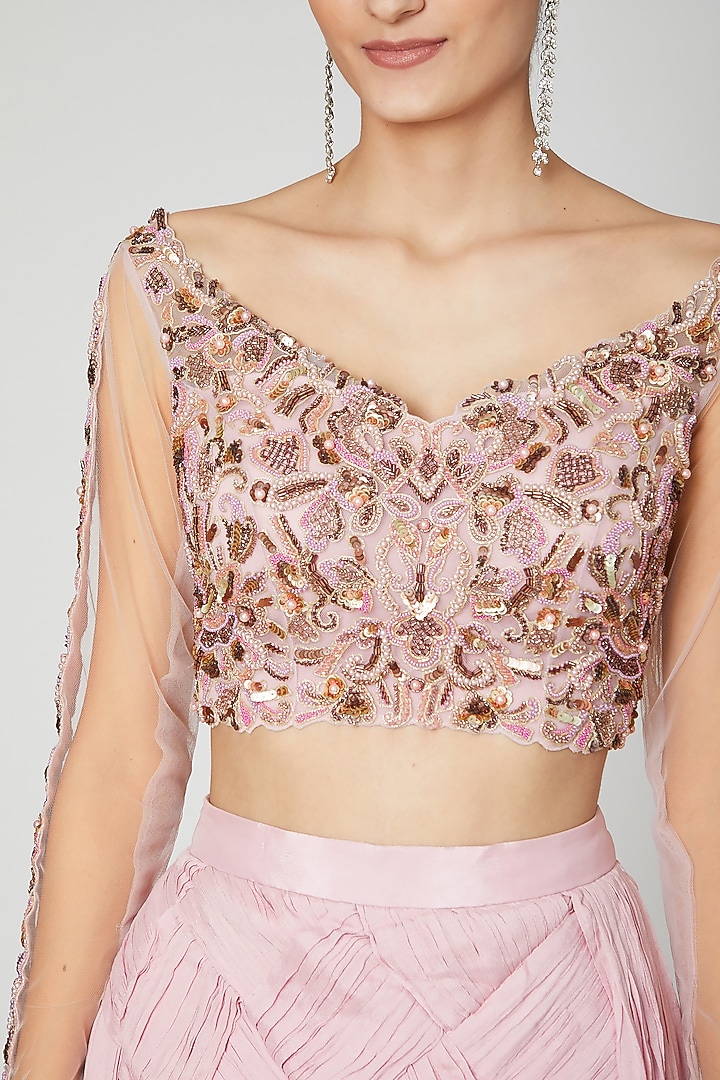 Mauve Embroidered Wedding Lehenga With Blouse by Nitika Kanodia Gupta at Pernia's Pop Up Shop