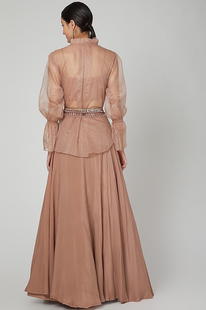 Brown Embroidered Skirt Set by Nitika Kanodia Gupta at Pernia's Pop Up Shop