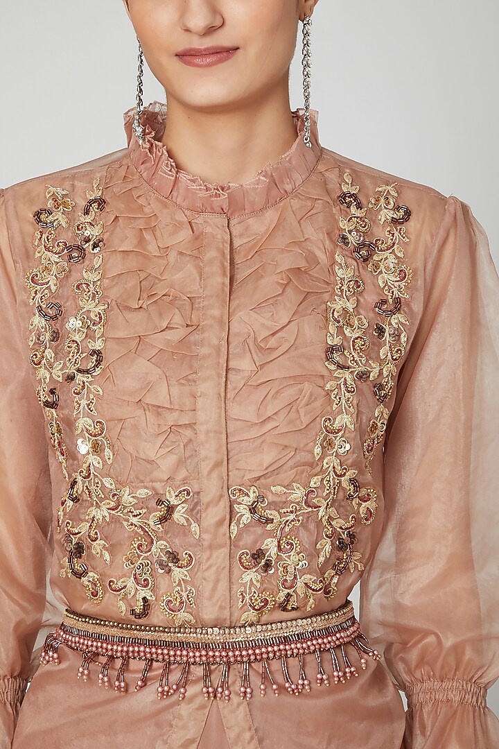 Brown Embroidered Skirt Set by Nitika Kanodia Gupta at Pernia's Pop Up Shop