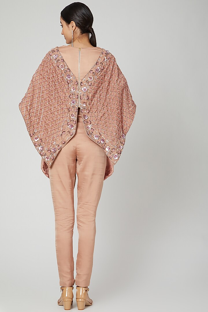 Brown Embroidered Cape Set by Nitika Kanodia Gupta at Pernia's Pop Up Shop