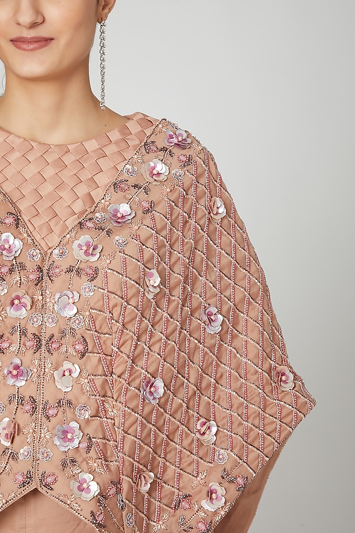Brown Embroidered Cape Set by Nitika Kanodia Gupta at Pernia's Pop Up Shop