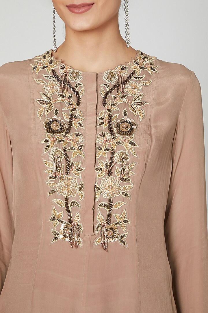 Brown Embroidered Tunic Set by Nitika Kanodia Gupta at Pernia's Pop Up Shop