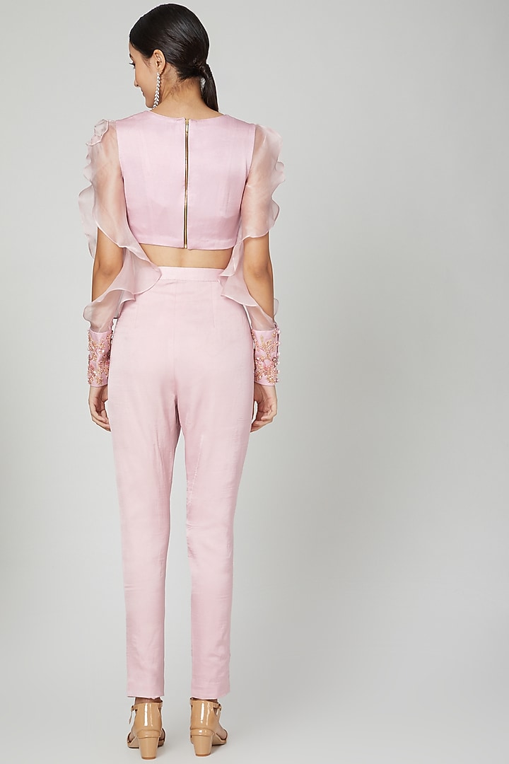 Mauve Embroidered Blouse With Pants by Nitika Kanodia Gupta at Pernia's Pop Up Shop