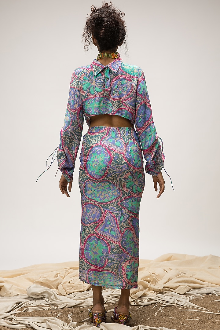 Multi-Colored Bemberg Pashmina Pencil Skirt by Doh Tak Keh at Pernia's Pop Up Shop