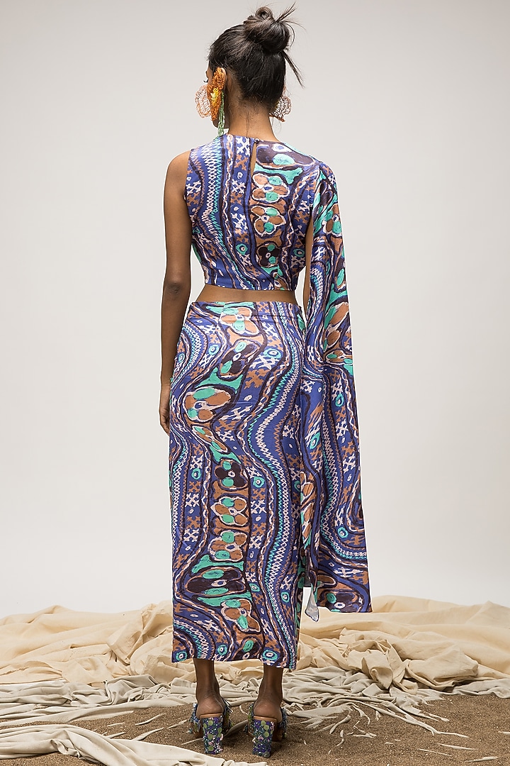 Multi-Colored Slub Satin Knotted Skirt Set by Doh Tak Keh at Pernia's Pop Up Shop