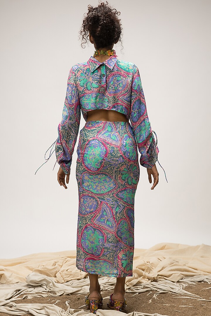 Multi-Colored Bemberg Pashmina Skirt Set by Doh Tak Keh at Pernia's Pop Up Shop