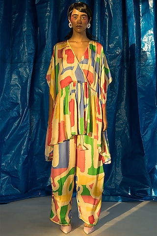 Yellow Cupro Magnum Satin Kaftan Top by Doh Tak Keh