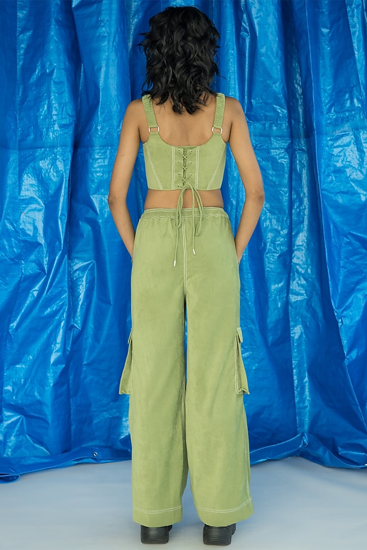 Green Suede Corset Top by Doh Tak Keh at Pernia's Pop Up Shop