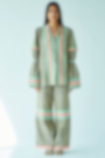 Meadow Green Handwoven Trousers by Doh Tak Keh at Pernia's Pop Up Shop