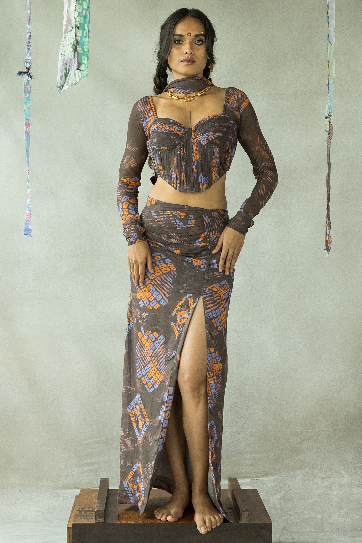 ブラウンPLANET SHEER TATTOO WITH BUSTIER TOP PLANET SHEER TATTOO WITH BUSTIER TOP