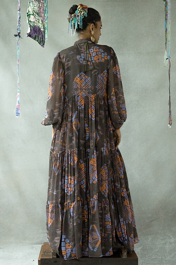 Walnut Brown Georgette Co-Ord Set by Doh Tak Keh at Pernia's Pop Up Shop