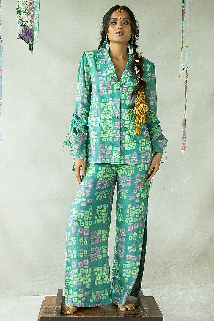 Aquamarine Bemberg Fine Silk Blazer by Doh Tak Keh at Pernia's Pop Up Shop