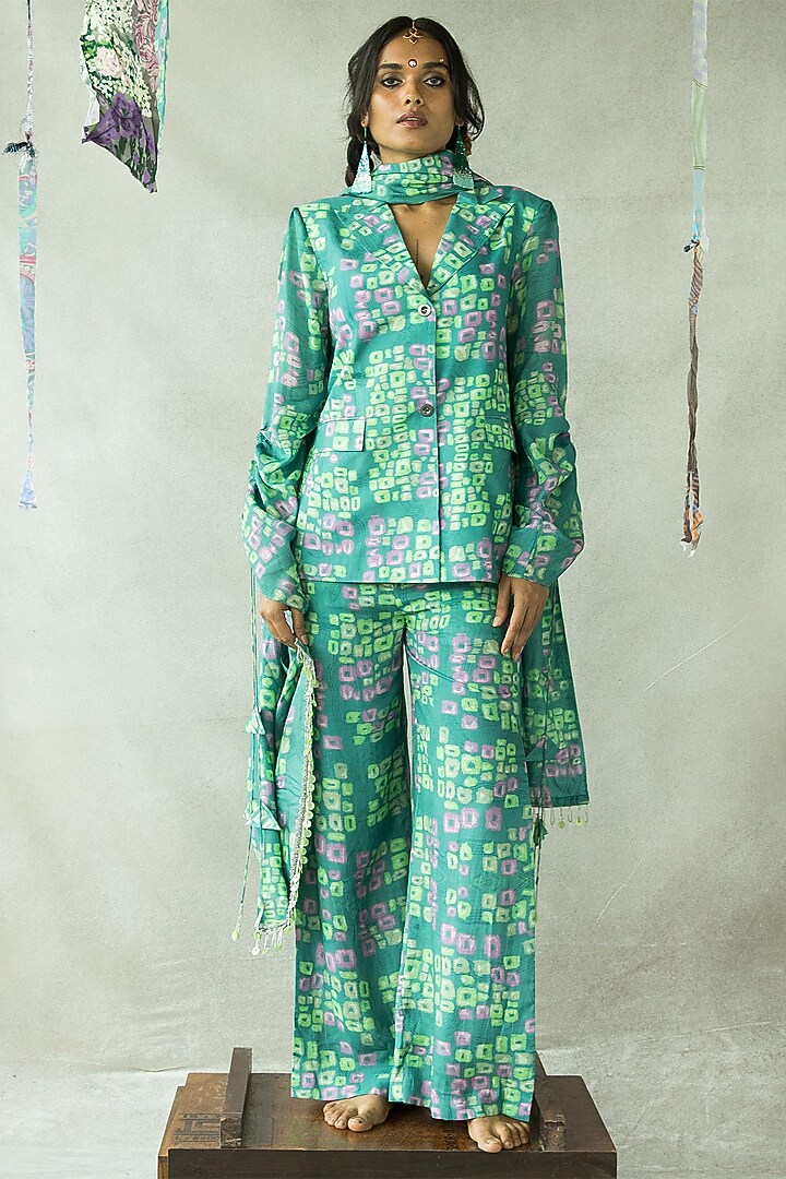 Aquamarine Bemberg Fine Silk Blazer by Doh Tak Keh at Pernia's Pop Up Shop