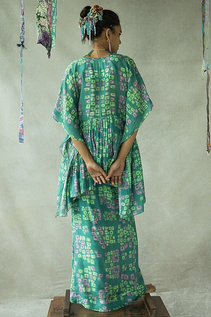 Aquamarine Bemberg Fine Silk Kaftan Top by Doh Tak Keh at Pernia's Pop Up Shop