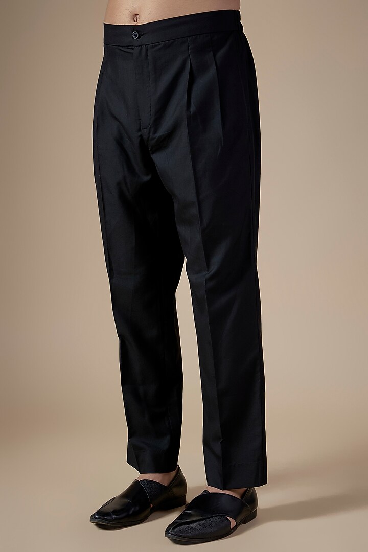 Black Cotton Pants by Dhruv Vaish at Pernia's Pop Up Shop