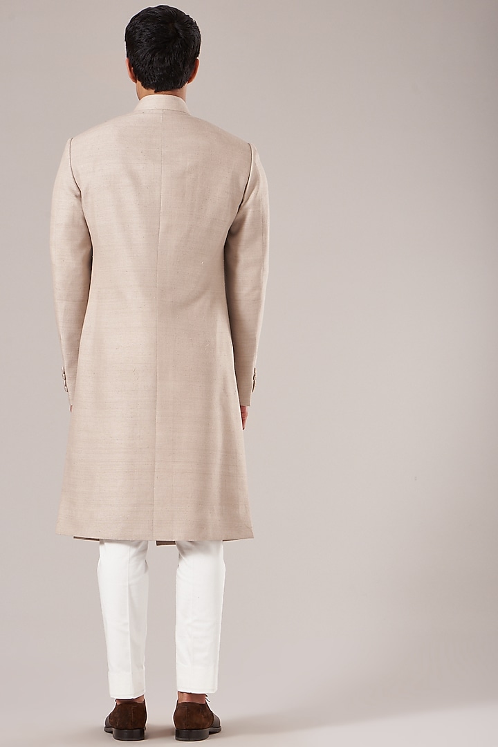 Moon Rock Silk Paneled Wedding Sherwani Set by Dhruv Vaish at Pernia's Pop Up Shop