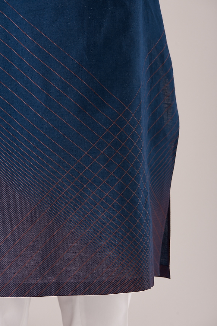 Indigo Handloom Cotton Printed Kurta Set by Dhruv Vaish at Pernia's Pop Up Shop