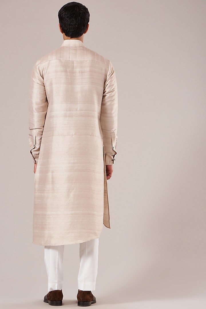 Moon Rock Raw Silk Embroidered Kurta Set by Dhruv Vaish at Pernia's Pop Up Shop