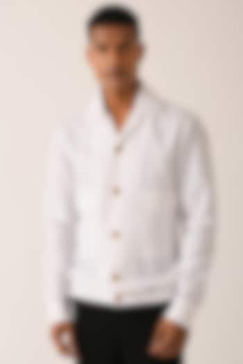 White Cotton Linen Shirt With Flap Pockets by Dhruv Vaish