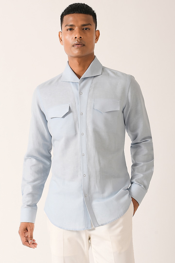 Summer Sky Seamless Collar Shirt by Dhruv Vaish