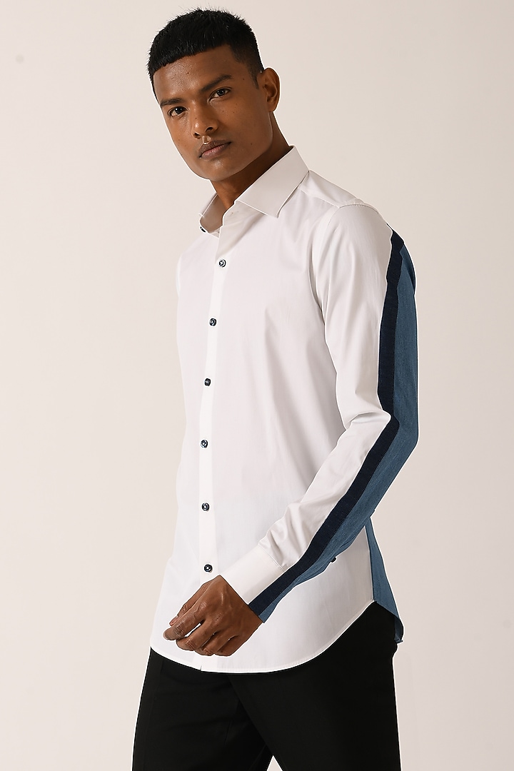 White Cotton Party Wear Shirt by Dhruv Vaish at Pernia's Pop Up Shop
