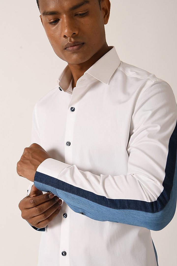 White Cotton Party Wear Shirt by Dhruv Vaish at Pernia's Pop Up Shop