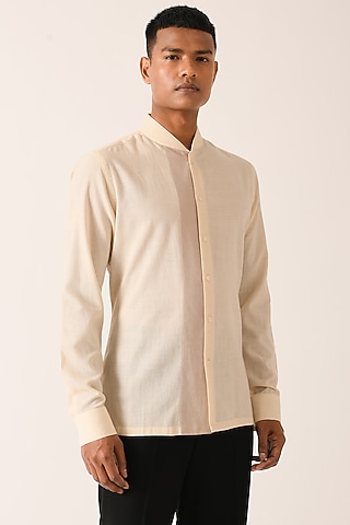 Sandstone Color Handloom Cotton Shirt by Dhruv Vaish