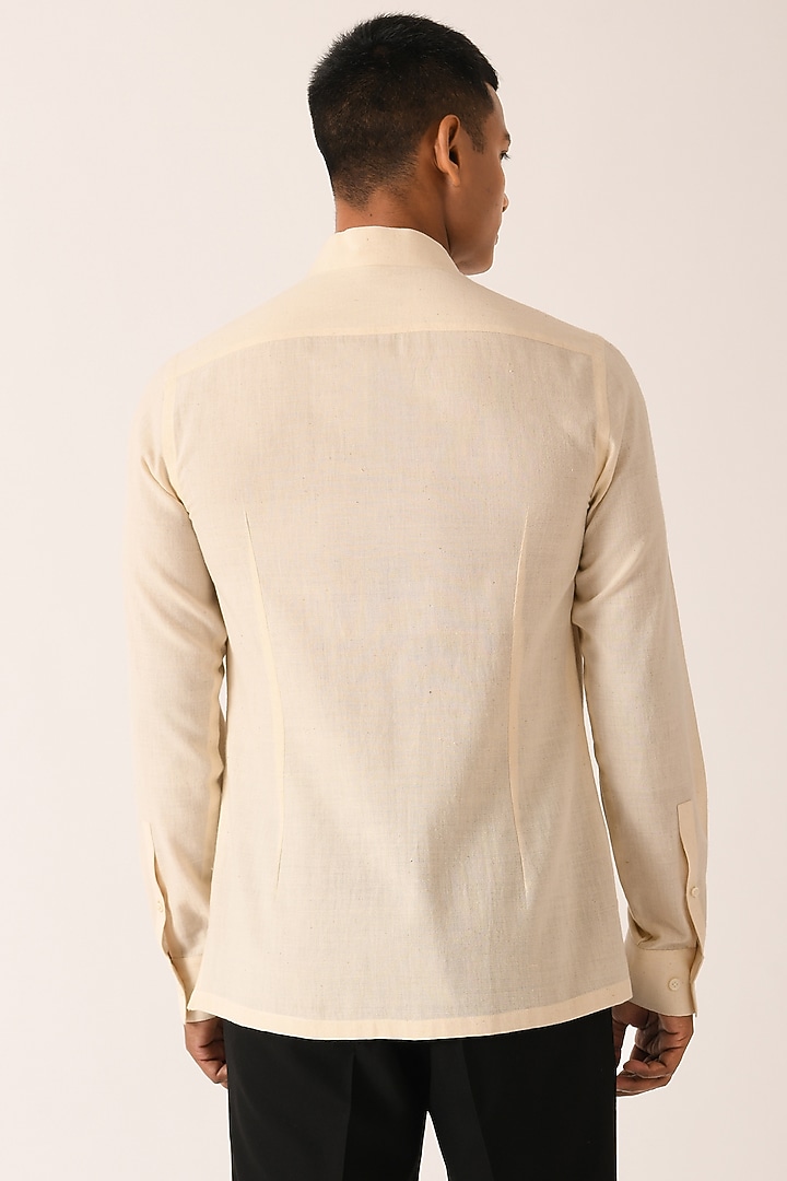 Sandstone Color Handloom Cotton Party Wear Shirt by Dhruv Vaish at Pernia's Pop Up Shop