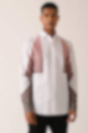 White Cotton Linen Gradient Shirt by Dhruv Vaish