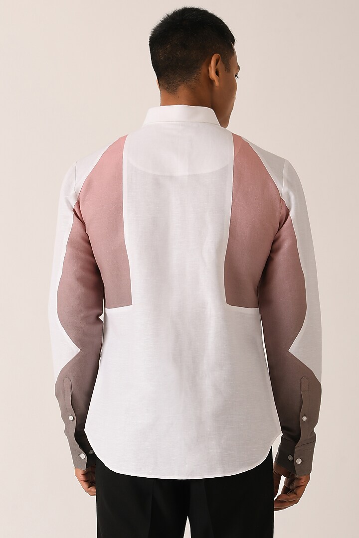 White Cotton Linen Printed Party Wear Shirt by Dhruv Vaish at Pernia's Pop Up Shop