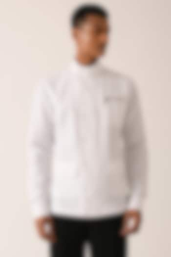 White Cotton Linen Shirt With Zipper by Dhruv Vaish