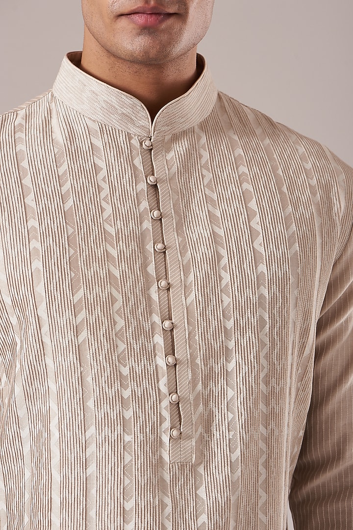 Moon Rock Cotton Silk Chanderi Screen Printed Kurta Set by Dhruv Vaish at Pernia's Pop Up Shop